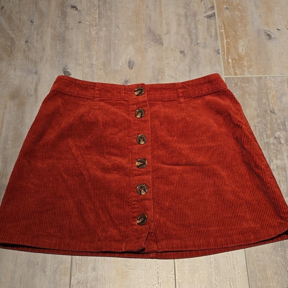 Orange Kiss Rust Corduroy Skirt